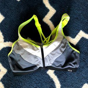 VS Gray & Neon Sports Bra Zip Front with Wired Bra